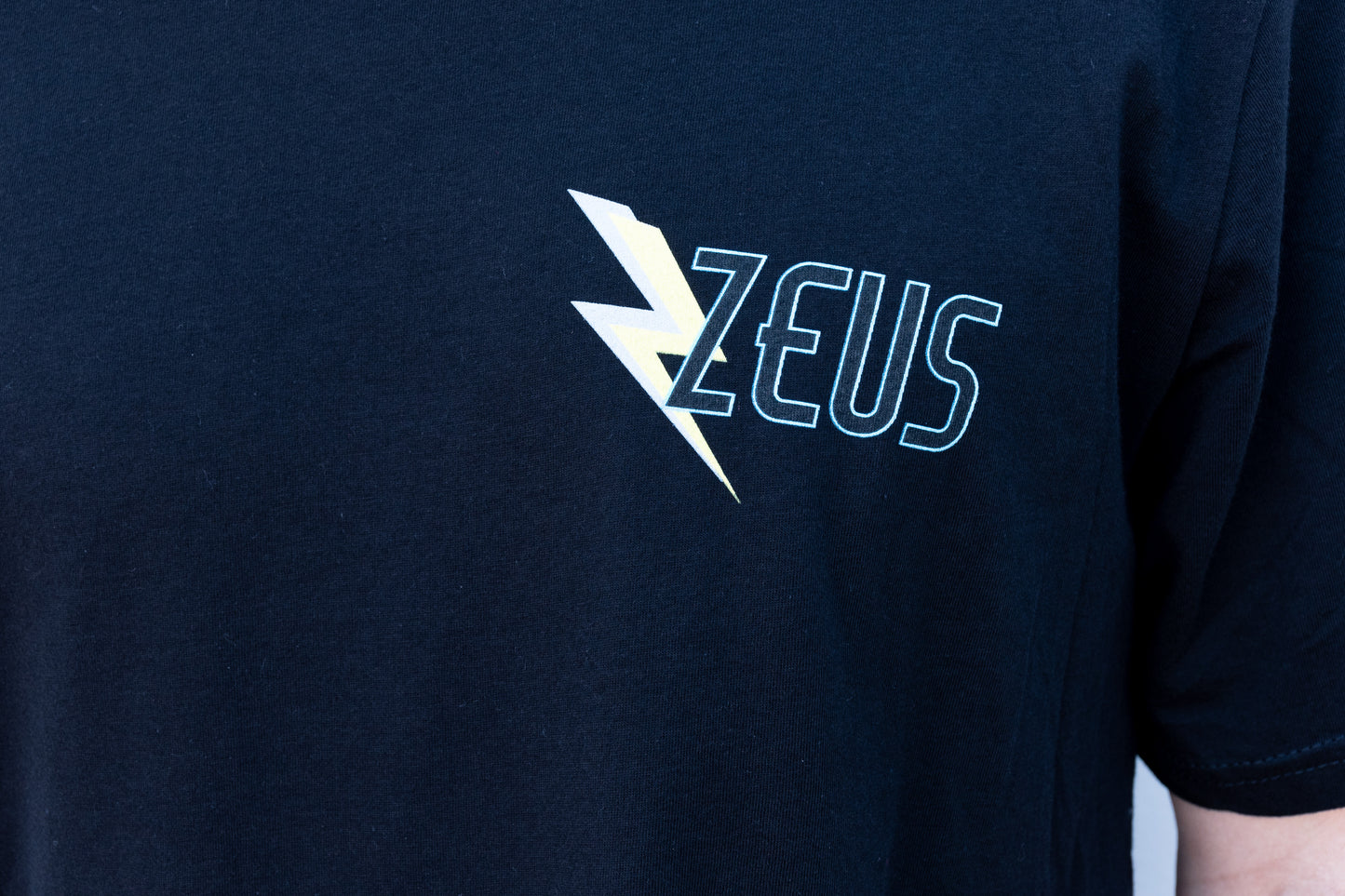 Zeus 100% Cotton, Eagle + Bolt Curved Hem Graphic Tee, Black