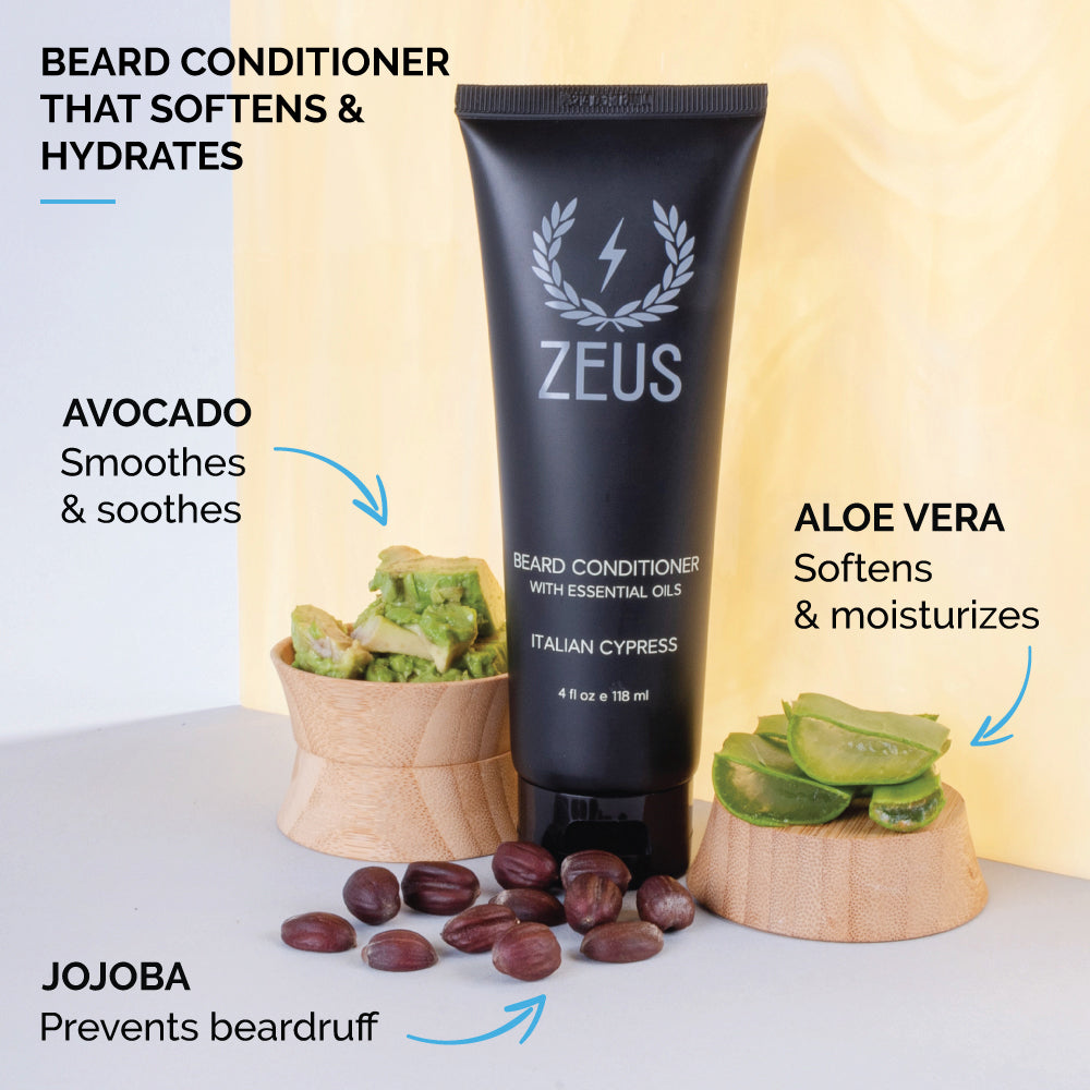 Zeus Beard Shampoo and Conditioner Set, Italian Cypress, 4 fl oz