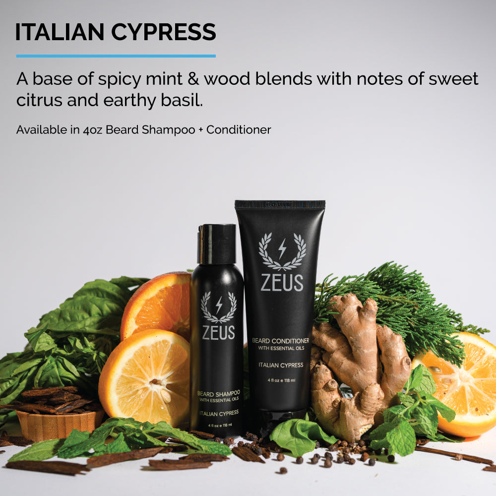 Zeus Beard Shampoo and Conditioner Set, Italian Cypress, 4 fl oz