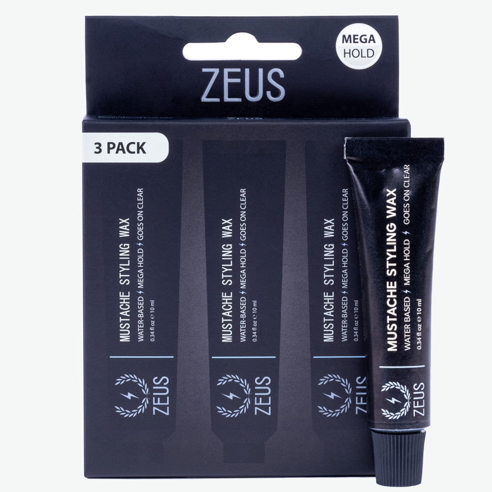 Zeus Mustache Styling Wax, Mega Hold - 3 Pack