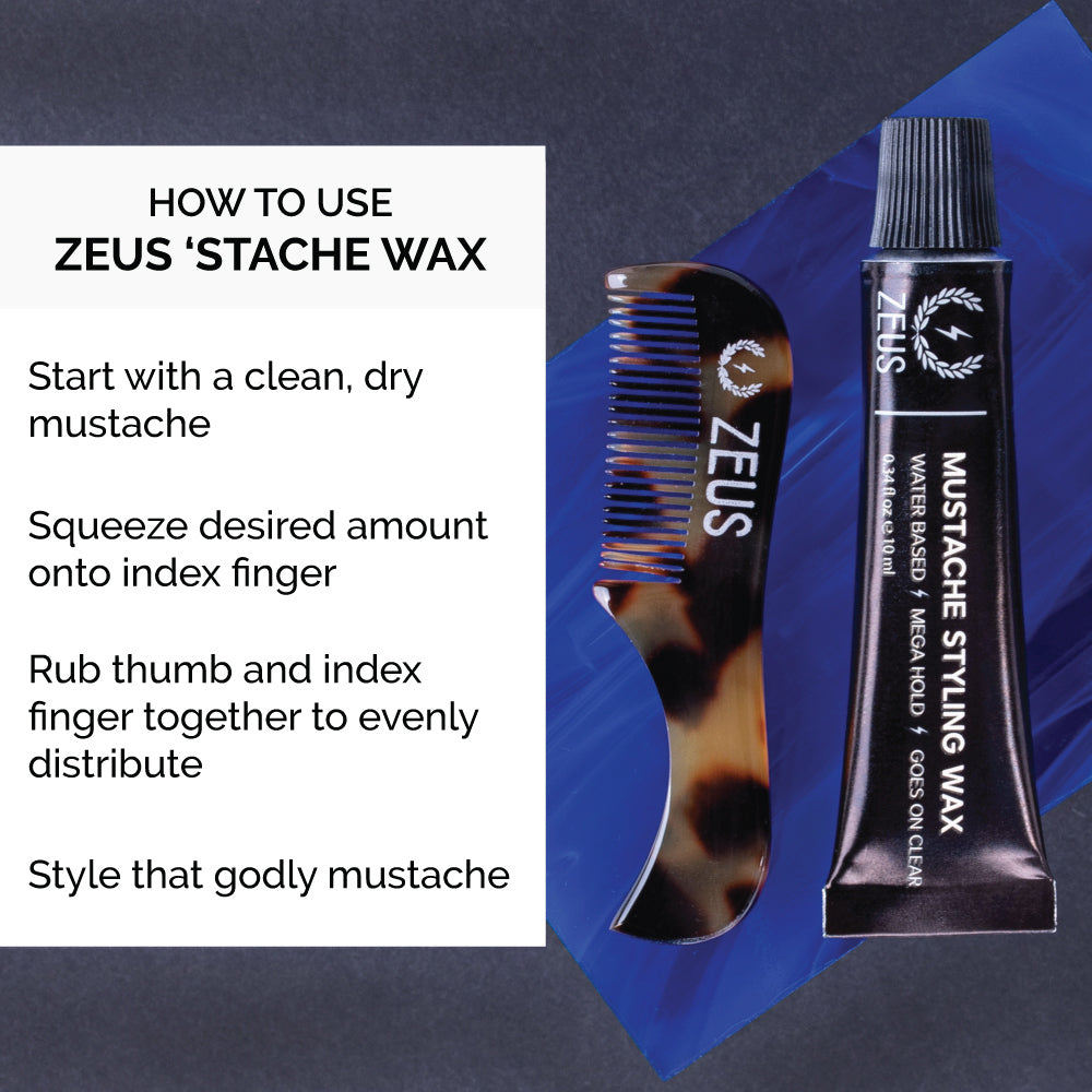 Zeus Mustache Wax Styling Gel, Mega Hold
