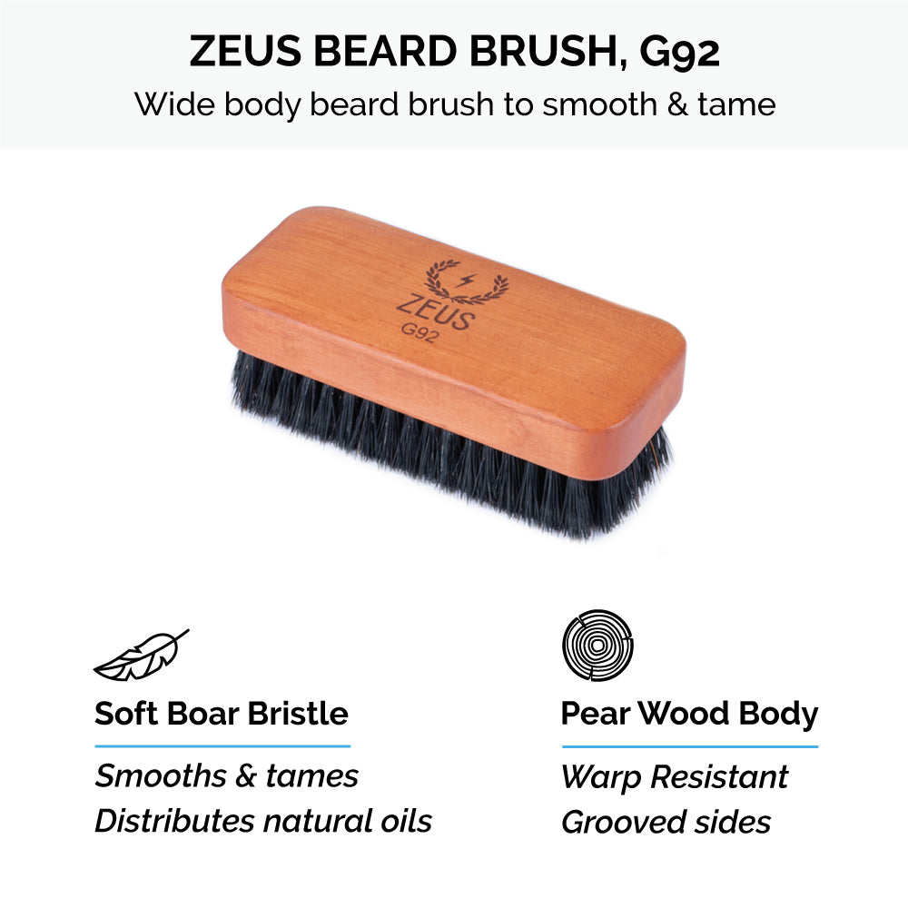 Zeus Boar Bristle Palm Beard Brush, Soft Bristle