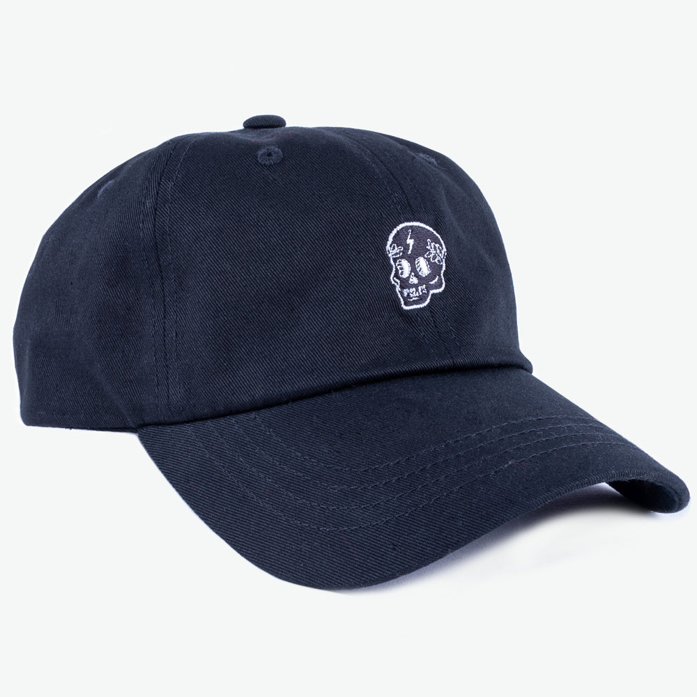 Skull Embroidered Dad Hat, Black