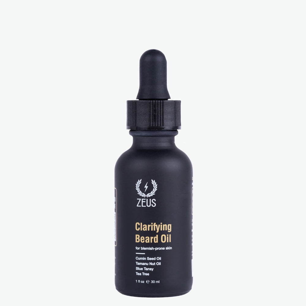 Zeus clarifying beard oil for blemish-prone skin