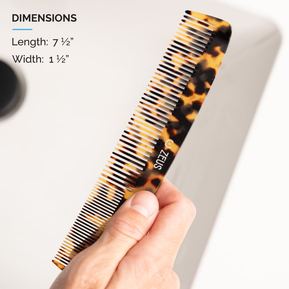 zeus 7.5 handmade saw cut-2-in-1 beard and mustache comb size