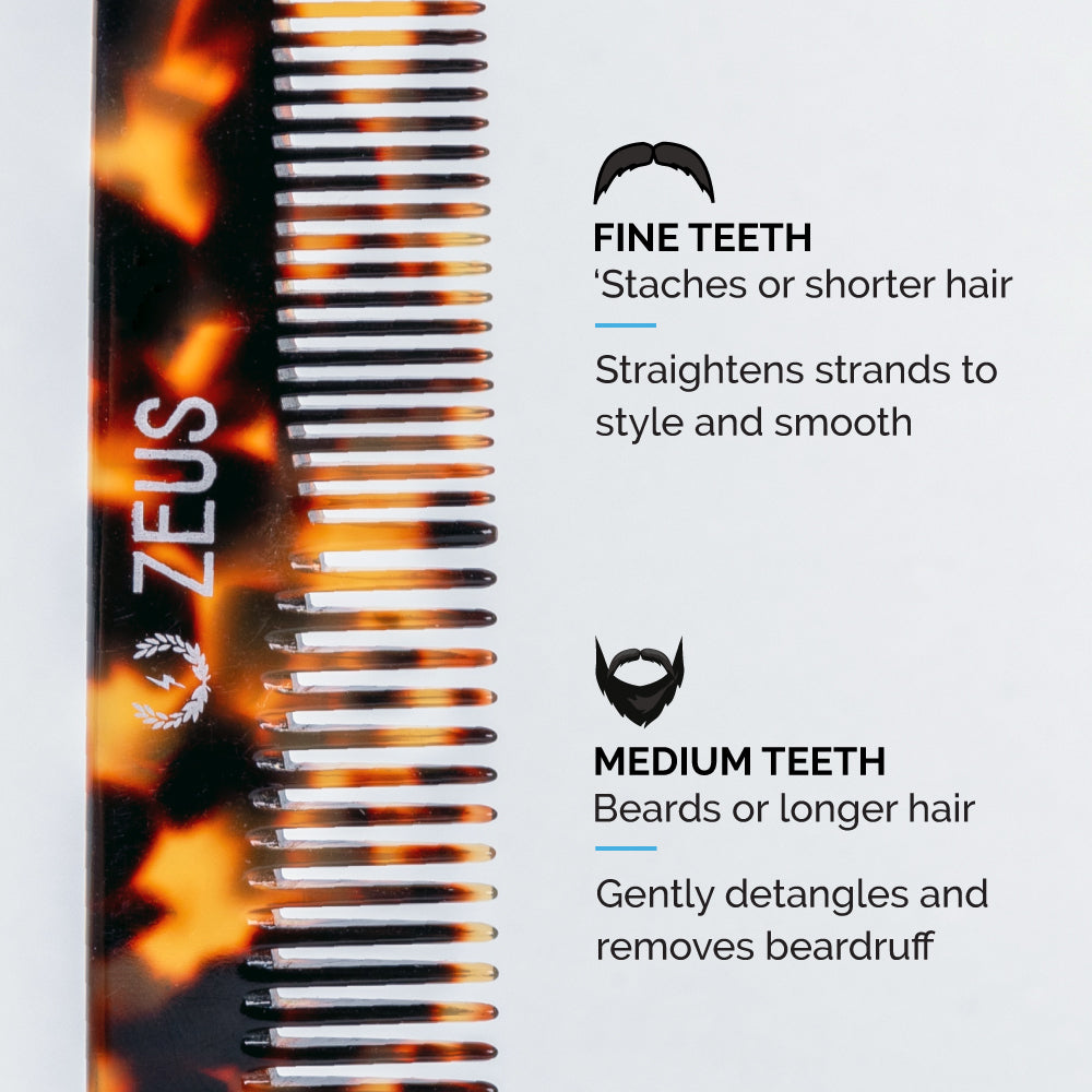 zeus handmade saw cut beard comb teeth