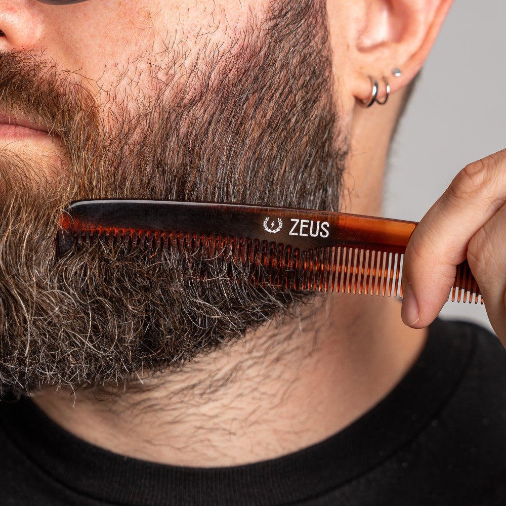 zeus handmade saw cut beard comb use