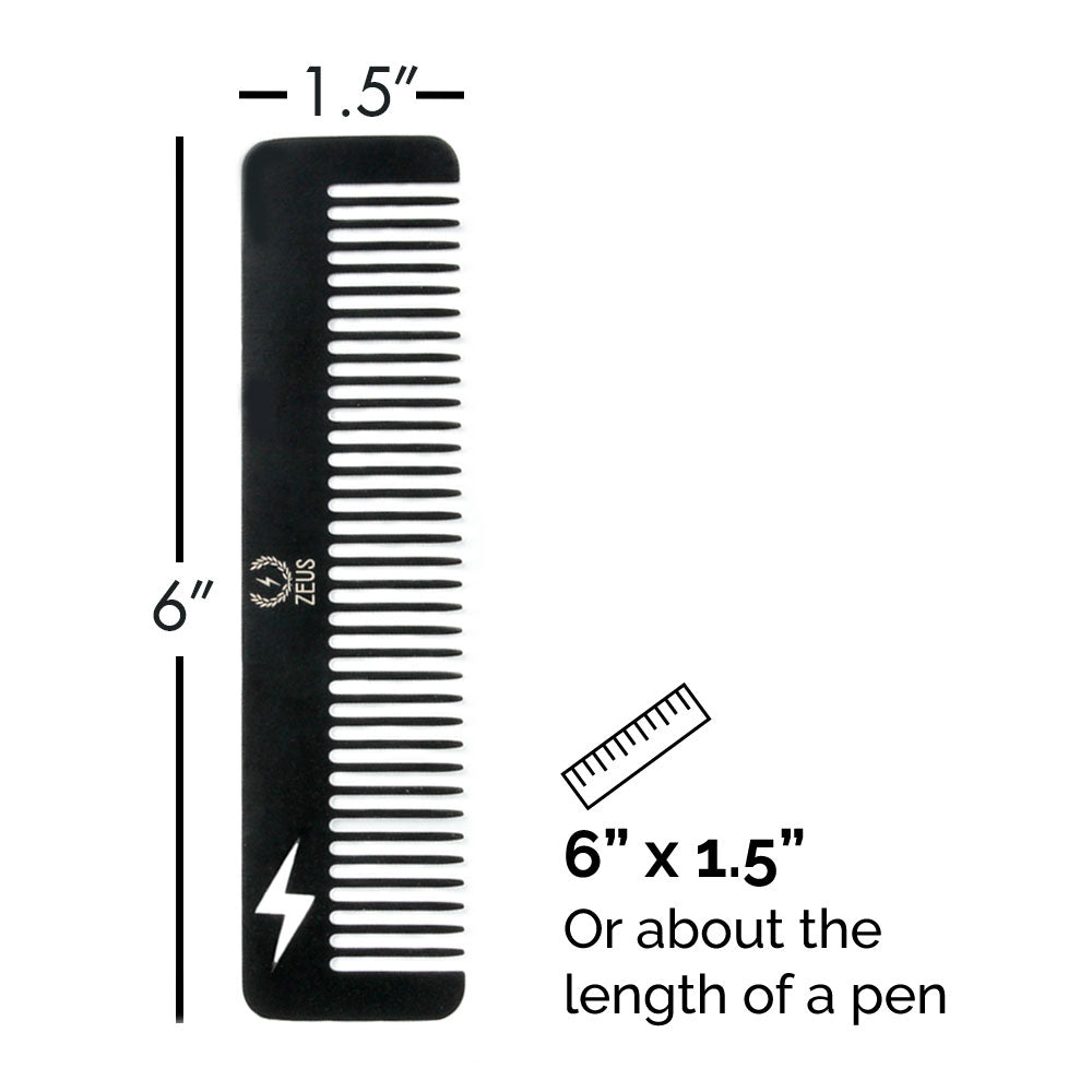 Zeus Stainless Steel Thunderbolt Comb, Powder Coated Black - T22