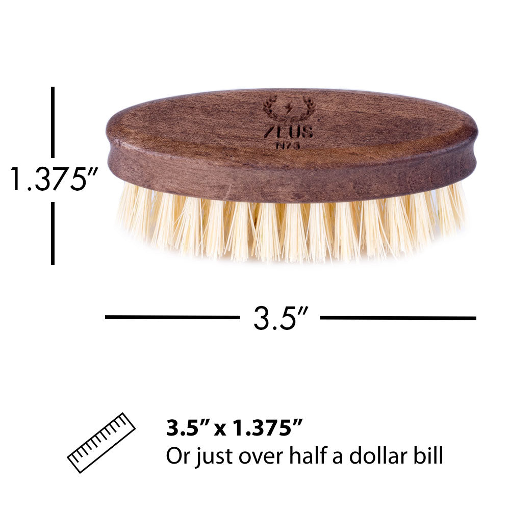 Zeus Vegan Pocket Beard Brush, 100% Natural Tampico Fiber Bristle, Firm - N73