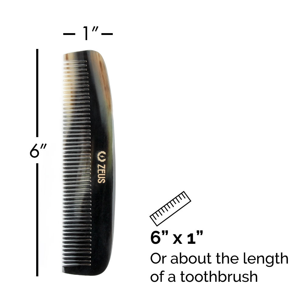 Zeus Natural Horn Wide Tooth Beard Comb in Leather Sheath - H41
