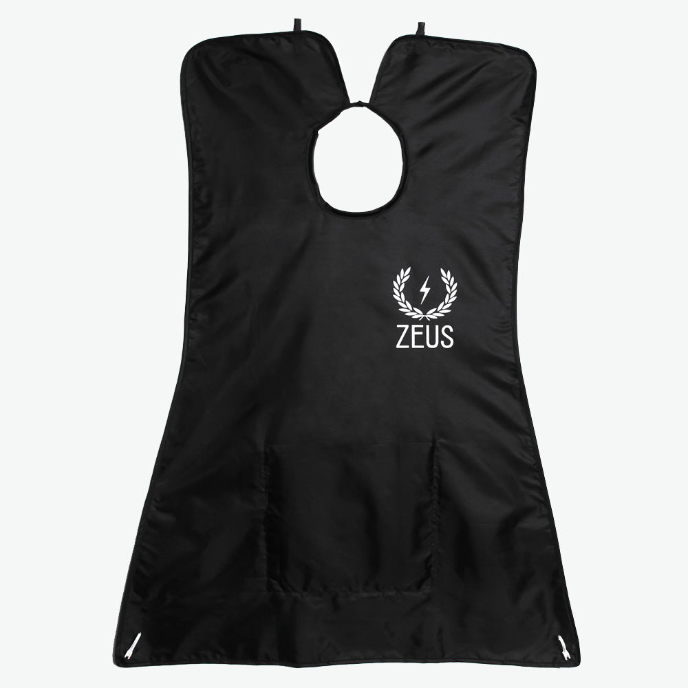 Zeus Facial Hair Trimming Catcher Bib Beard Apron, Black