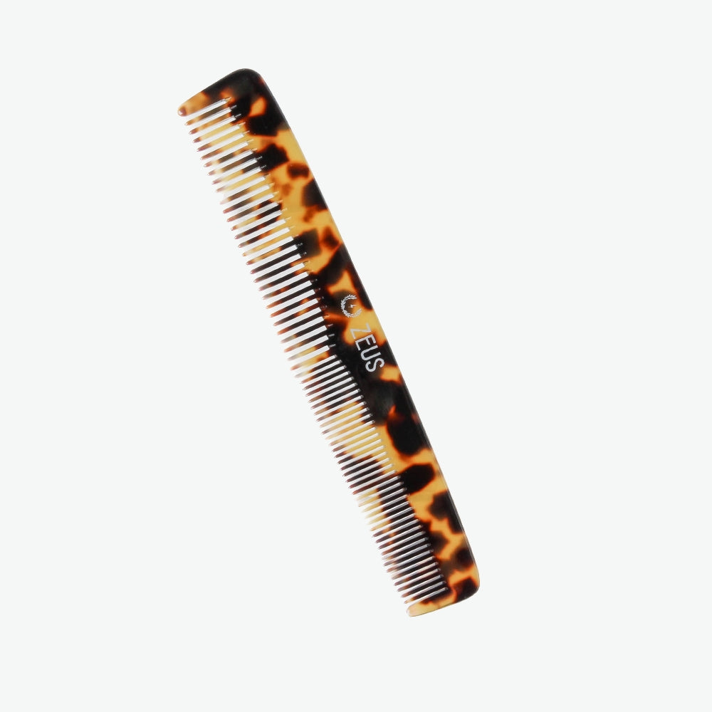 Zeus Handmade Saw-Cut Beard Comb, Tortoiseshell - V12