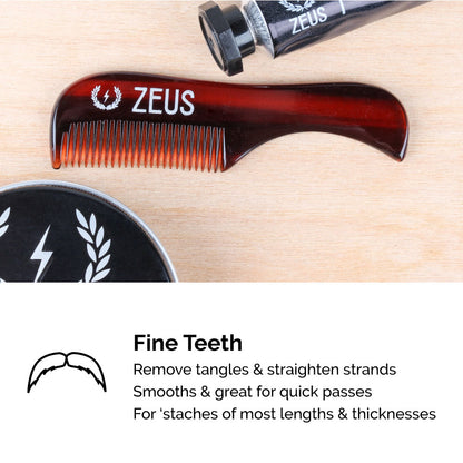 Zeus Handmade Saw-Cut Mustache Comb has fine teeth