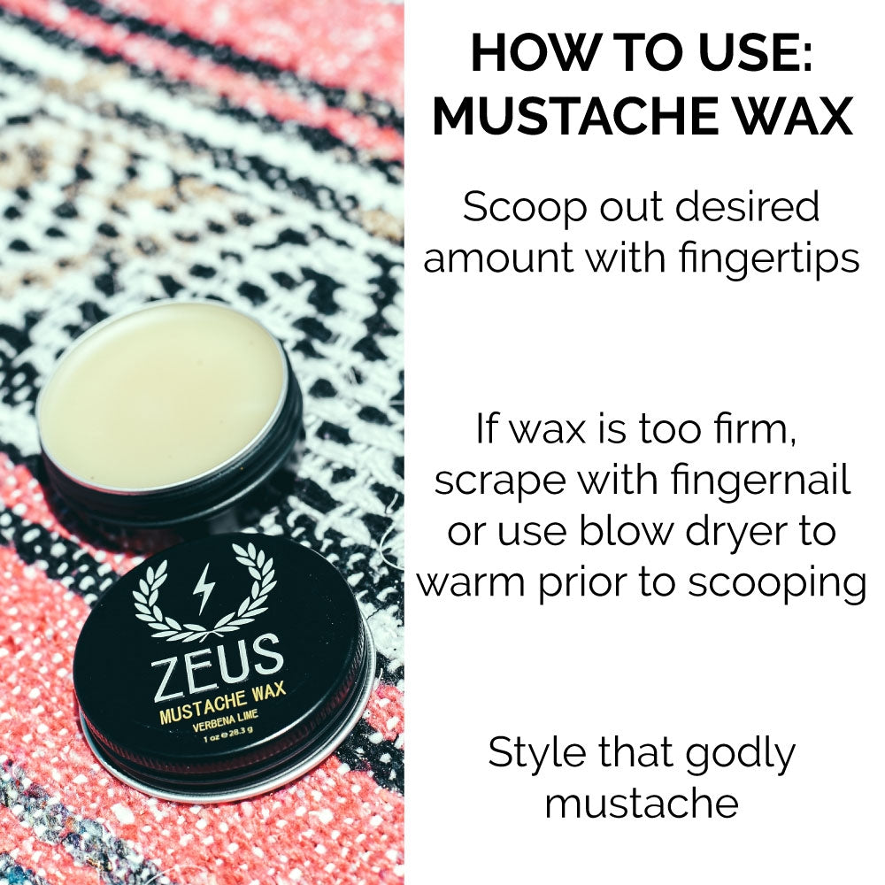 Zeus Mustache Wax, Verbena Lime, 1 oz