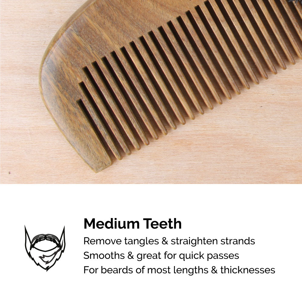 Zeus Sandalwood Beard Comb with Leather Sheath - S31