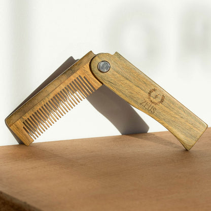 Zeus Sandalwood Beard Foldable Comb - F31