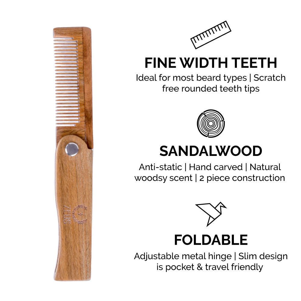 Zeus Sandalwood Mustache & Beard Comb Set