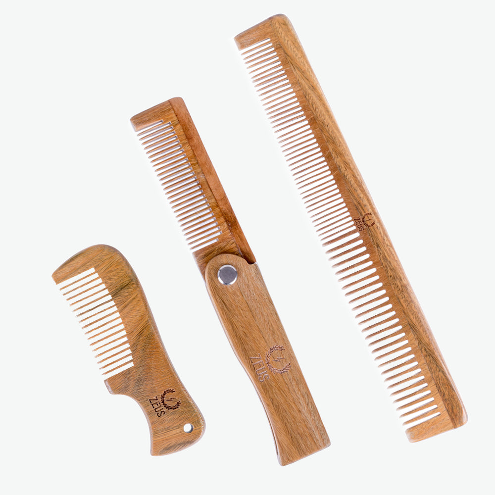Zeus Sandalwood Mustache & Beard Comb Set