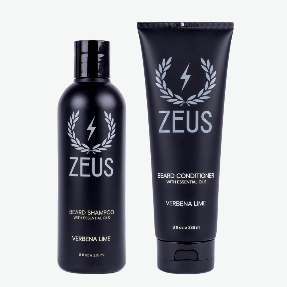 Zeus Beard Shampoo and Conditioner Set, 8 fl oz, verbena lime