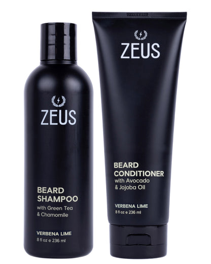 ZEUS Beard Wash Set for Men, Beard Shampoo & Conditioner