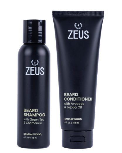 ZEUS Beard Wash Set for Men, Beard Shampoo & Conditioner