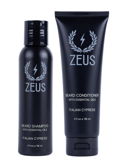 ZEUS Beard Wash Set for Men, Beard Shampoo & Conditioner