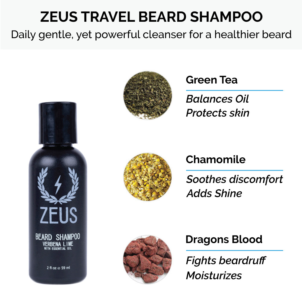 Zeus travel beard shampoo, 2oz, verbena lime