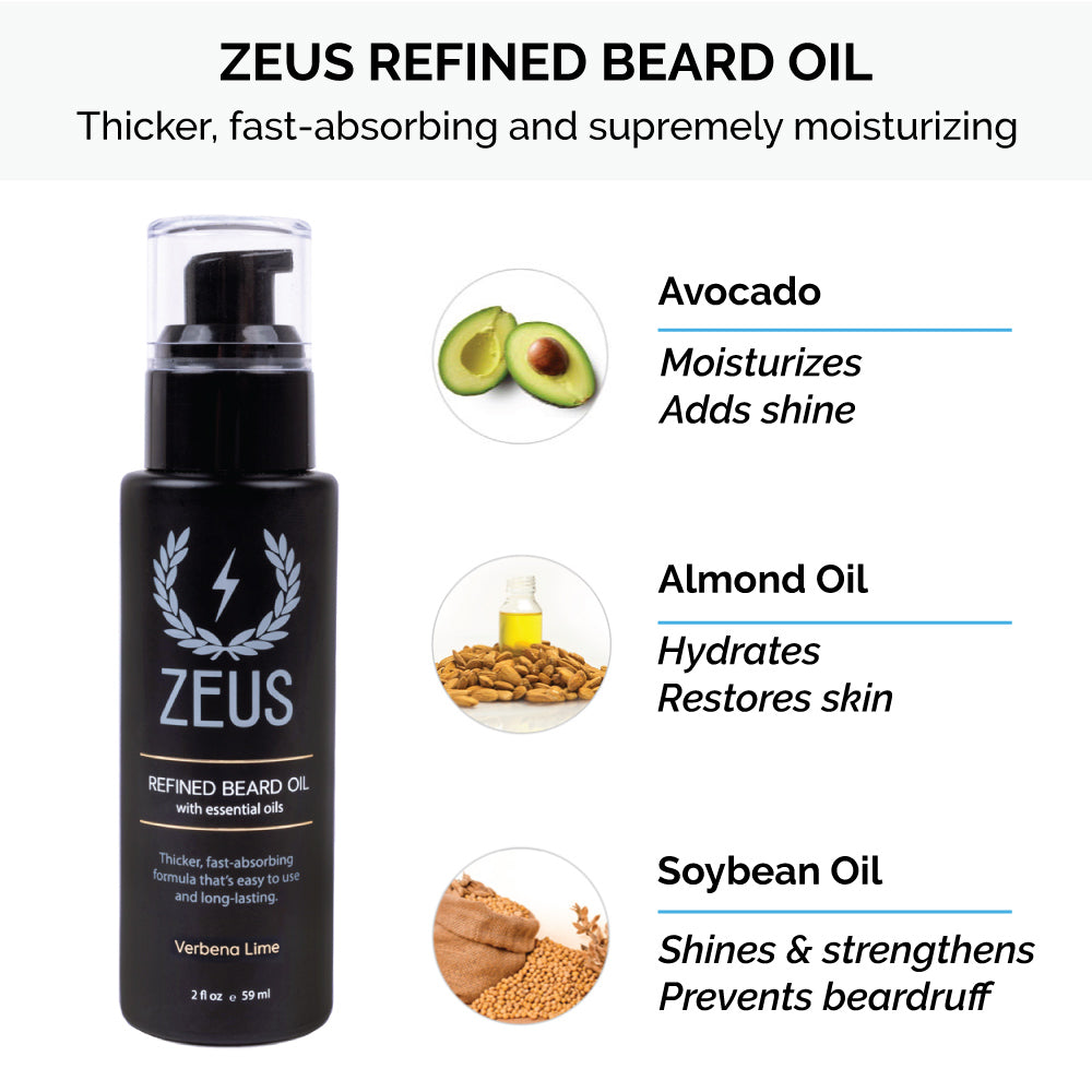 Zeus Refined Beard Oil, Verbena Lime, 2oz