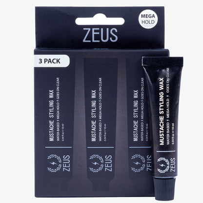 Zeus Mustache Styling Gel, Mega Hold - 3 Pack
