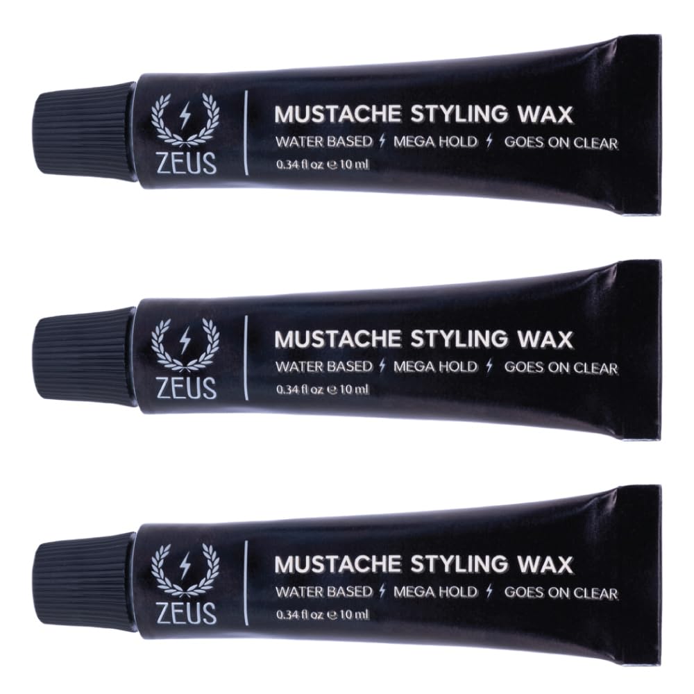 Zeus Mustache Styling Gel, Mega Hold - 3 Pack