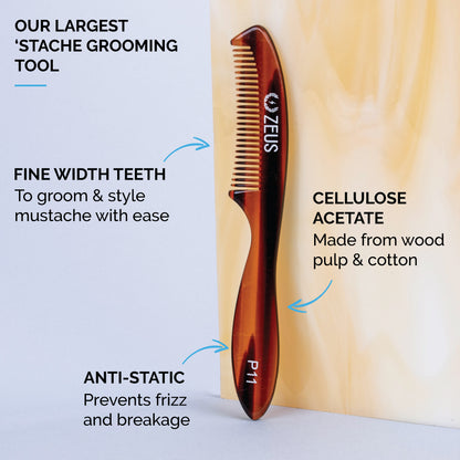 Long mustache comb features