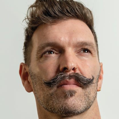 Model with styled mustache