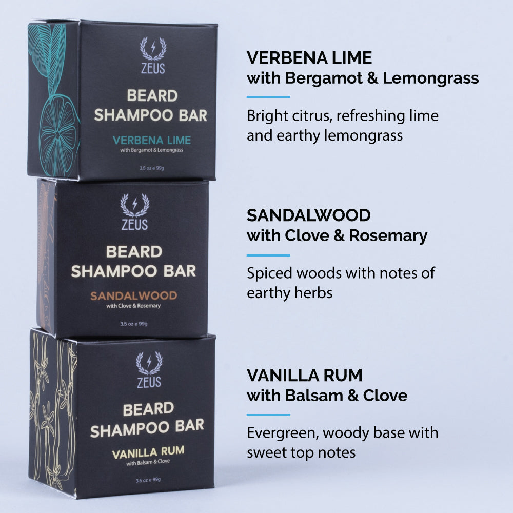 Zeus Beard Shampoo Bar scents