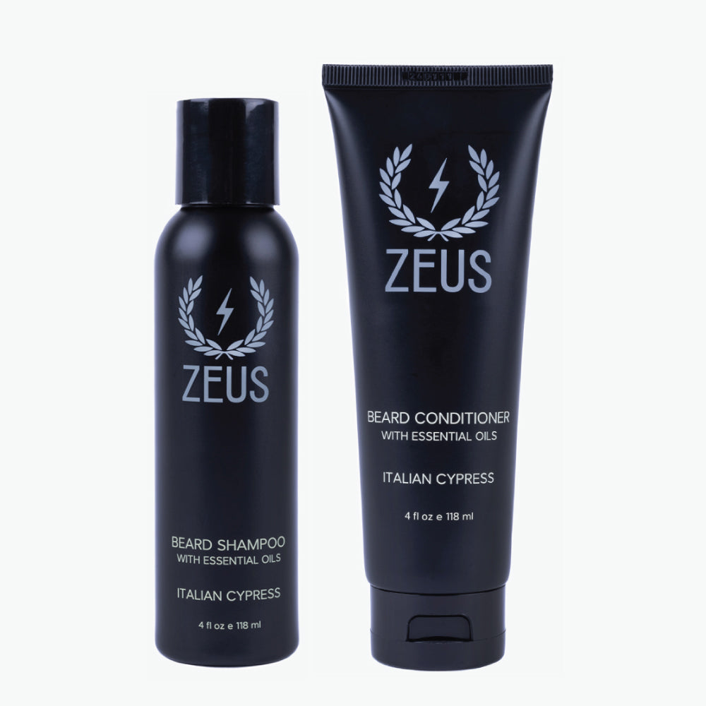 Zeus Beard Wash Set 4oz Italian Cypress