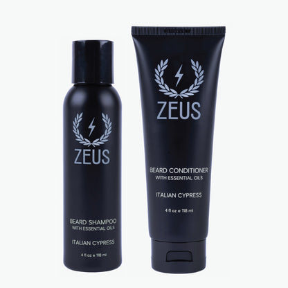 Zeus Beard Wash Set 4oz Italian Cypress