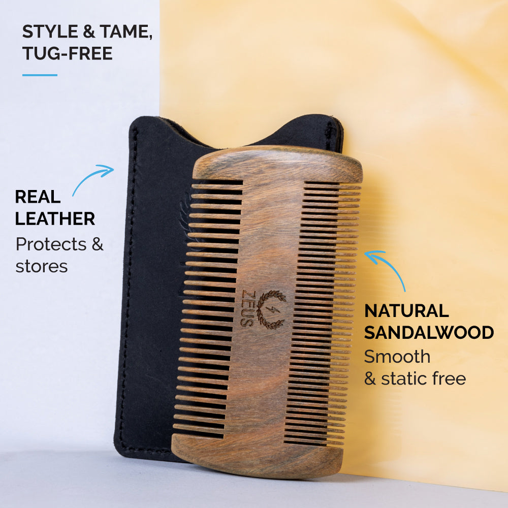 Zeus Double Side Sandalwood Beard Comb Features