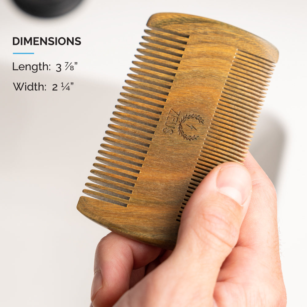 Zeus Double Side Sandalwood Beard Comb Size