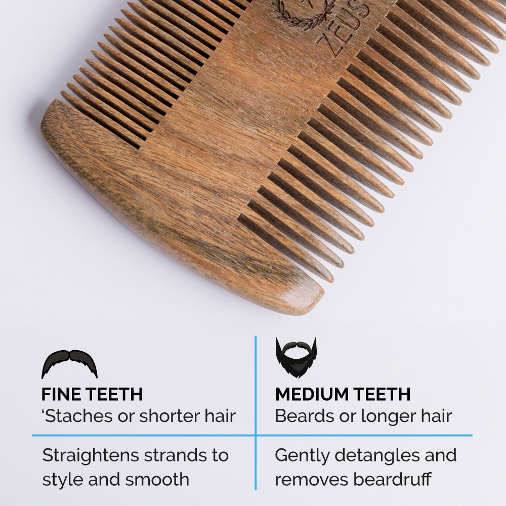 Zeus Double Side Sandalwood Beard Comb Teeth
