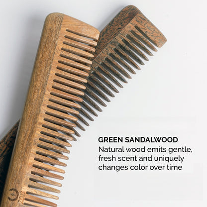 ZEUS Sandalwood Hair Comb with Genuine Leather Sheath