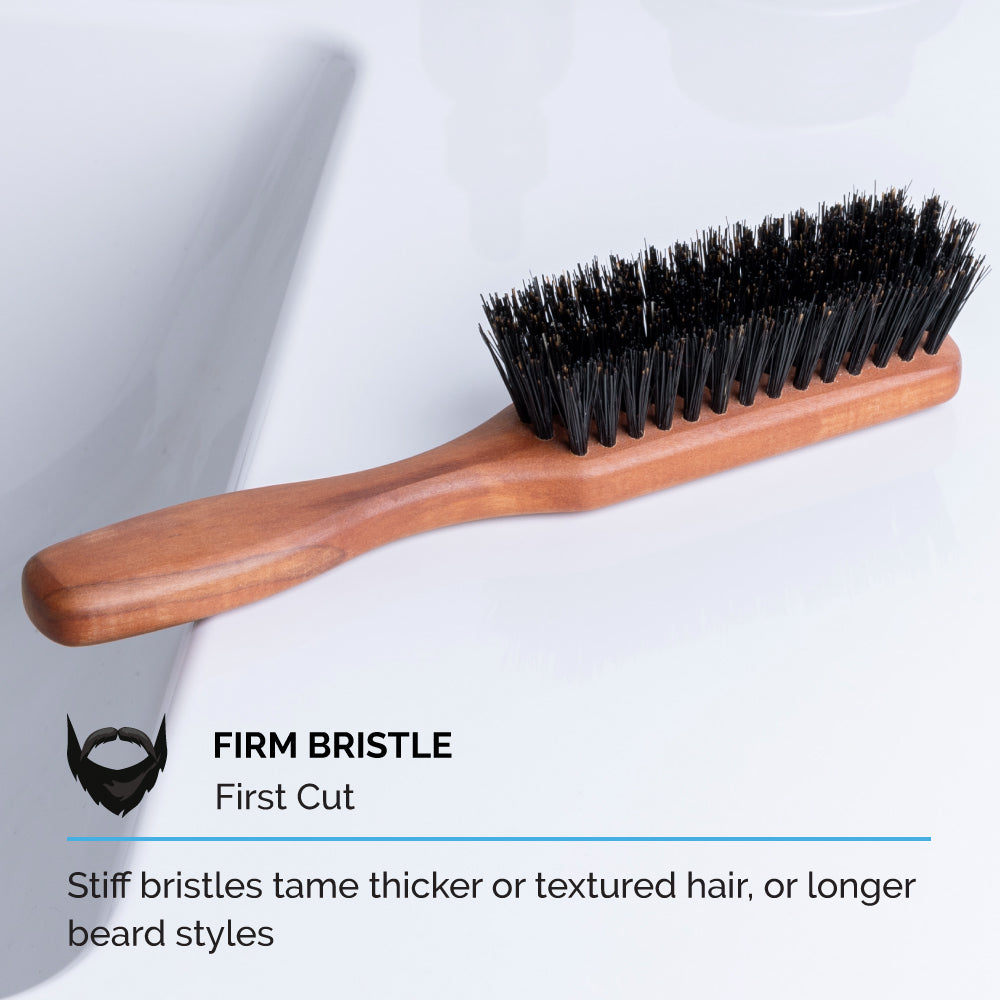 Zeus large handle beard brush with firm bristles