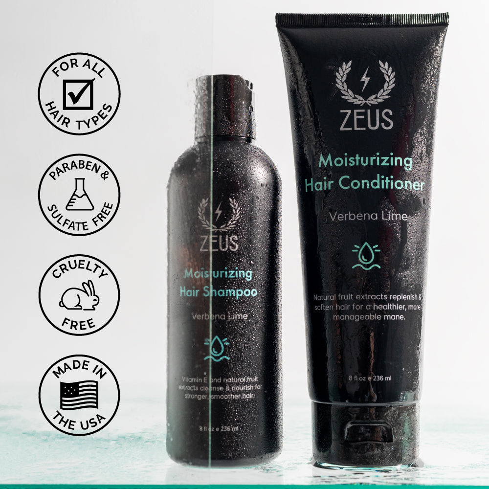 Zeus Moisturizing Hair Wash Set 8oz features