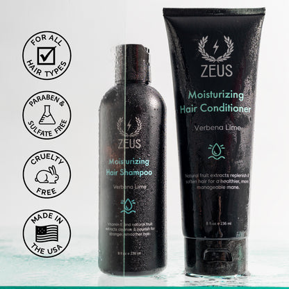 Zeus Moisturizing Hair Wash Set 8oz features