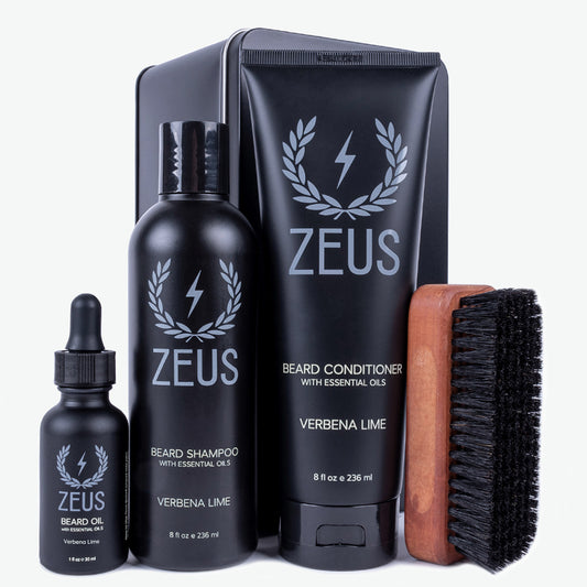 Zeus Deluxe Beard Care Kit with natural oil
