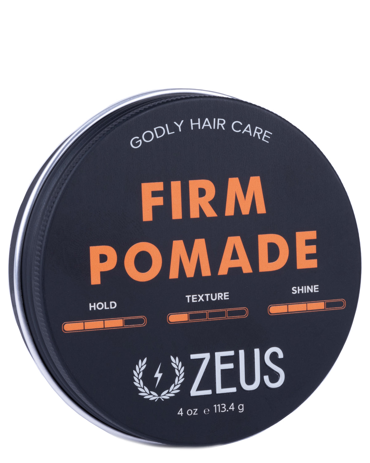 Zeus Firm Pomade container on a white background