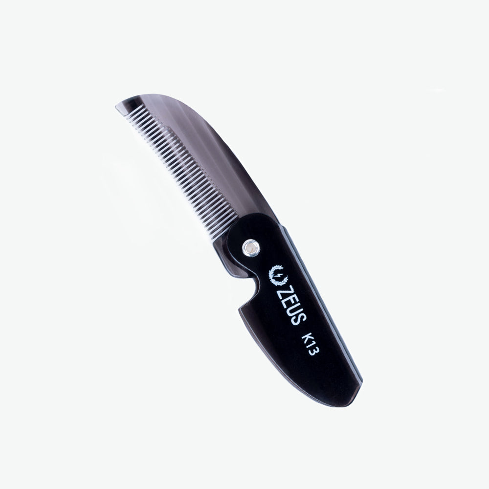 Zeus folding mustache wax comb black k13