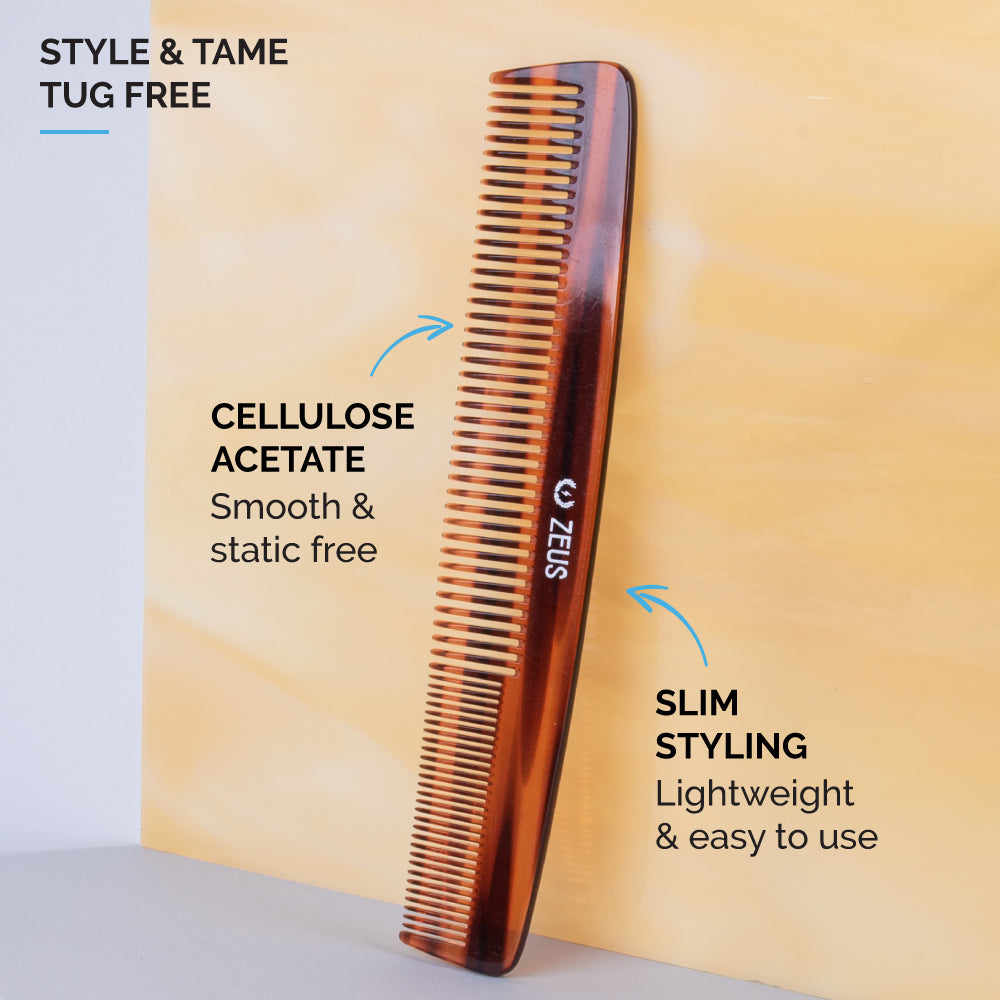 zeus 7.5 handmade saw-cut 2-in-1-beard and mustache comb features