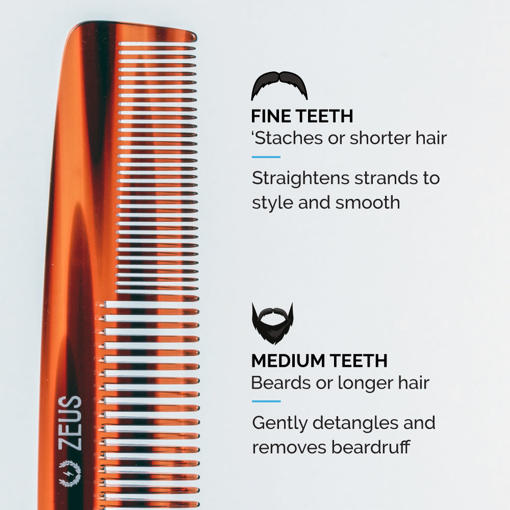 zeus 7.5 handmade saw cut 2-in-1-beard and mustache comb teeth