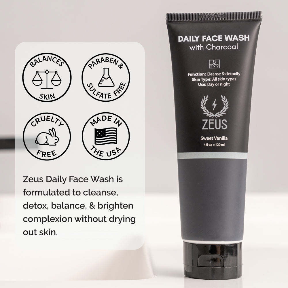 zeus charcoal daily face wash usa made