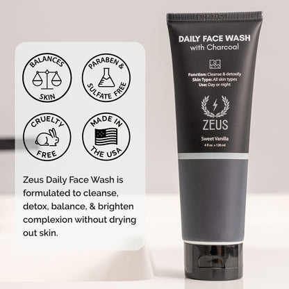 zeus charcoal daily face wash usa made