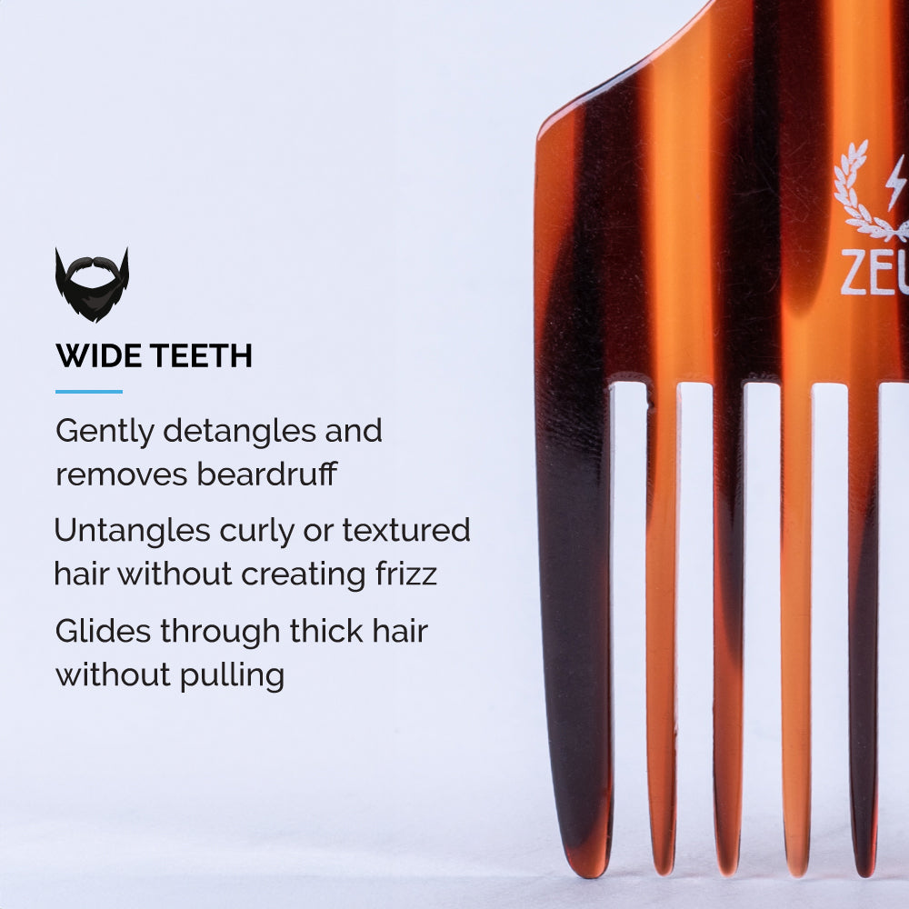 zeus traditional large handcrafted beard afro pick teeth